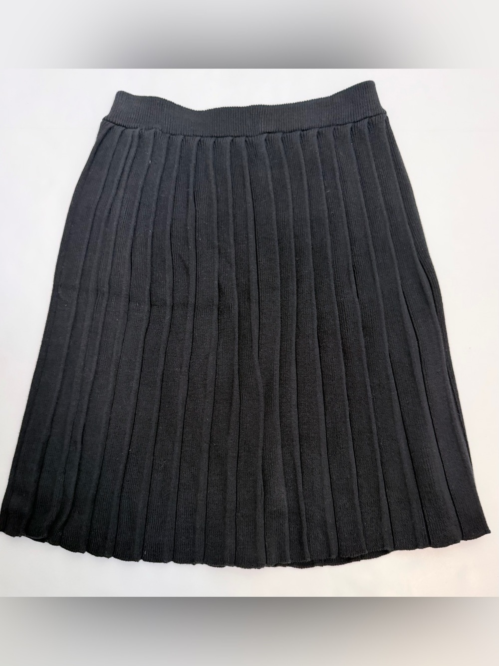 Vintage Delia McKain Black Pleated Knit Skirt M Dark Academia Preppy Minimalist - Picture 3 of 6